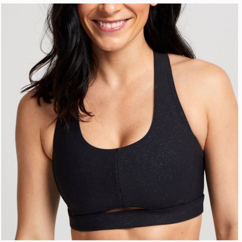 SoulCycle Half Moon Black Sparkle Sports Bra